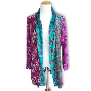 Sacred Threads Velvet Floral Cardigan Jacket Hippie Boho